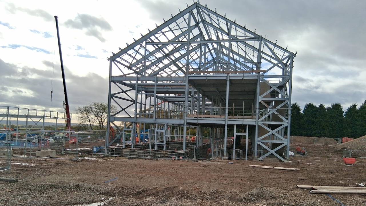 Twycross Zoo — National Science & Conservation Centre, Twycross, Leicestershire — Framed construction progressing on the Global Conservation Centre