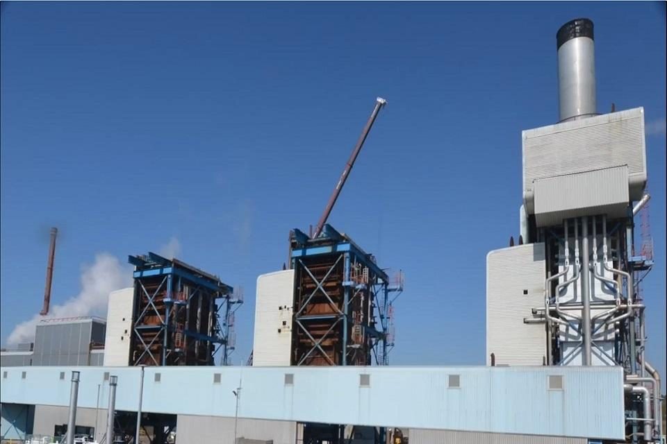 Fellside Boiler Park, Sellafield, Cumbria — Steel-framed boiler structures under construction