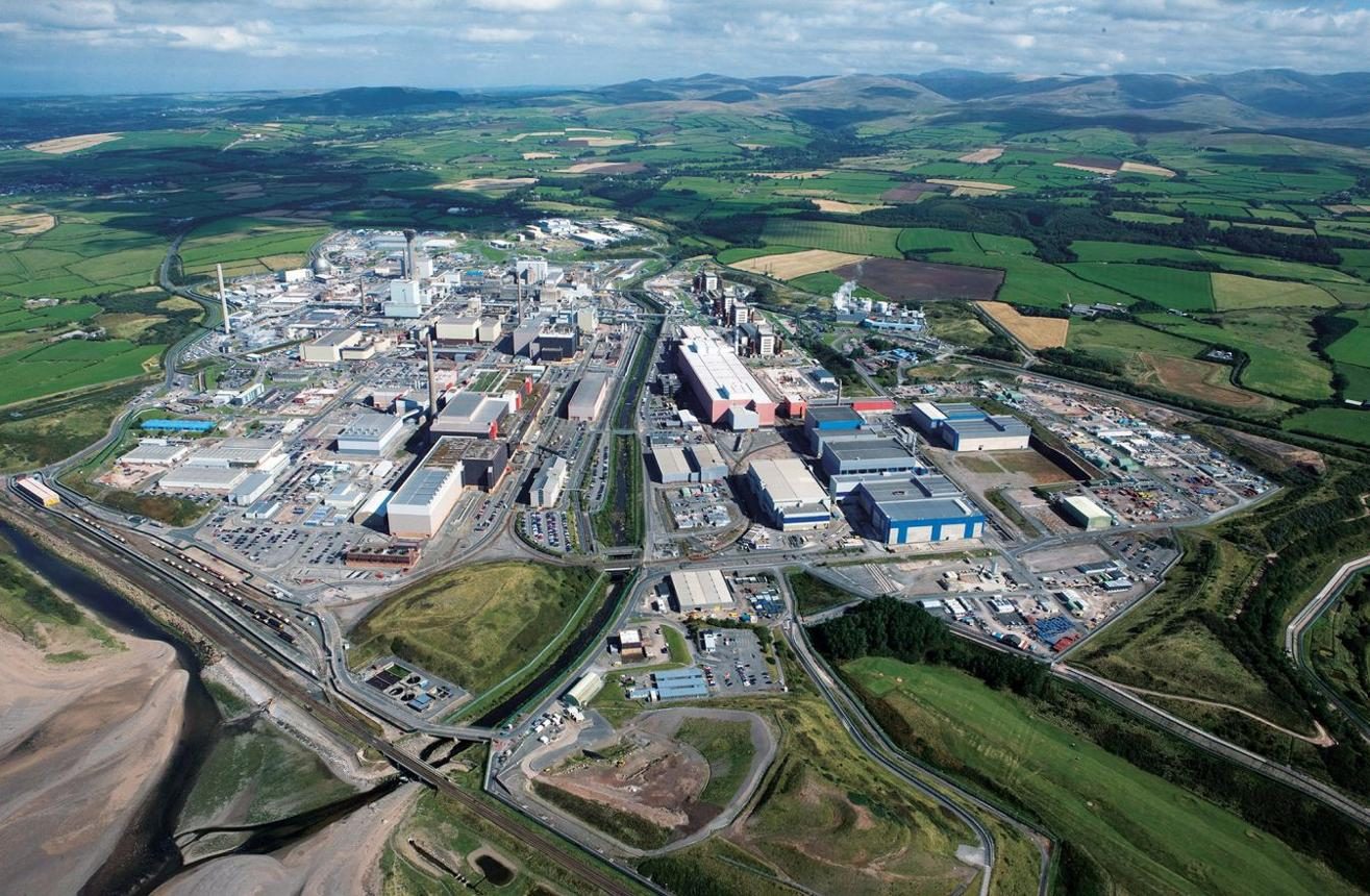 Fellside Boiler Park, Sellafield, Cumbria — Aerial view across the wider Sellafield site and surrounding Cumbrian landscape