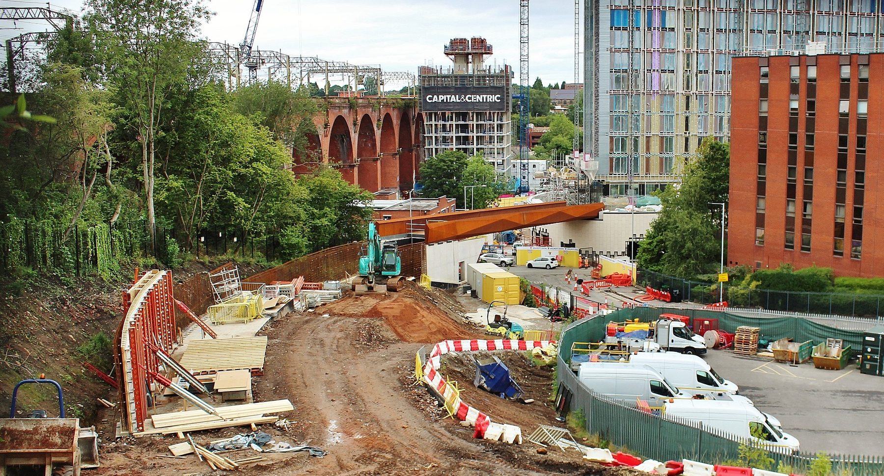 Stockport Interchange Bridgescape, Stockport, Greater Manchester — Bridgescape steelwork during construction
