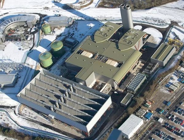 Langage Energy Centre, Plymouth, Devon — Steel frame and process plant under construction