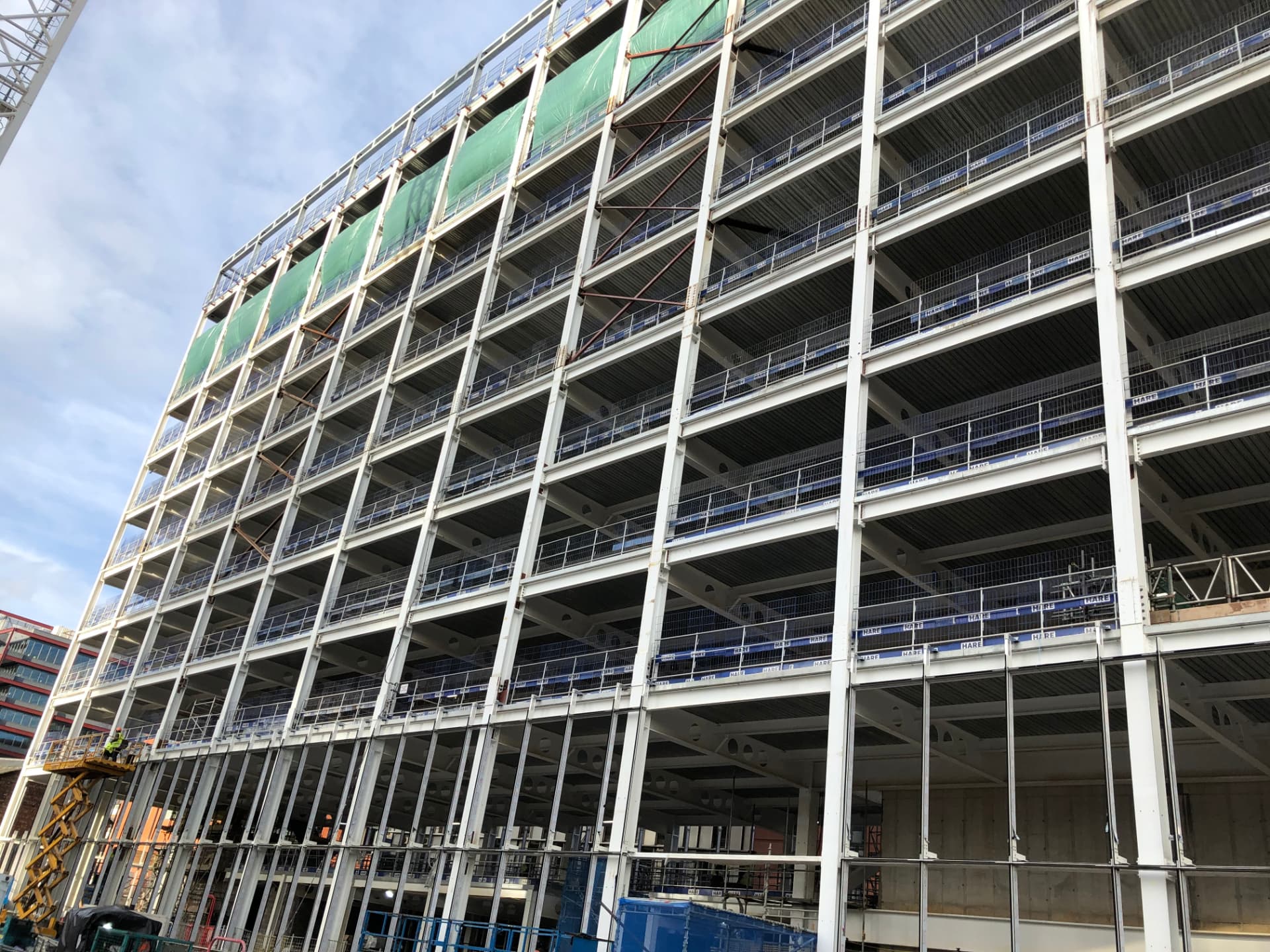 Globe & Simpson Building, Manchester — Steel frame and floors under construction