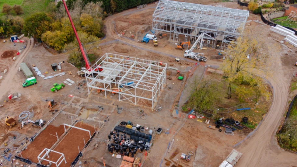 Twycross Zoo — National Science & Conservation Centre, Twycross, Leicestershire — Construction progressing across the multi-building conservation campus